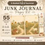 A Basket Full of Summer Junk Journal Pages - Summer In The Country Ephemera, Cottagecore Garden, Farm Animals Ephemera, Digital Download