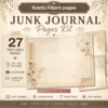 Rustic Fibers Junk Journal Background Papers - Printable, Paper, Lace and Botanical Textures, Linen Pages, Vintage Script, Digital Download