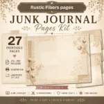 Rustic Fibers Junk Journal Background Papers - Printable, Paper, Lace and Botanical Textures, Linen Pages, Vintage Script, Digital Download