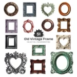 Old Vintage Frame PNG Clipart Collection - 51 PNG, Classic Baroque Frame Graphics, Antique Ornate Printable, Commercial use, Digital download