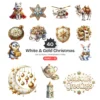 White & Gold Christmas (P-2) PNG Clipart Collection - 40 PNG, White Winter Graphics, Festive Holiday Printables, Commercial use, Digital download