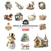 White & Gold Christmas (P-3) PNG Clipart Collection - 40 PNG, White Winter Graphics, Festive Holiday Printables, Commercial use, Digital download