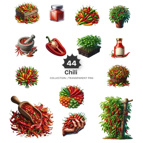 Chili PNG Clipart Collection - 44 PNG, Chilli Peppers Graphics, Chili Plant, Chilli Sauce Printables, Commercial use, Digital download