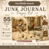 The Winter Hearth Junk Journal Pages - Cozy Winter Ephemera, Winter Retreat, Cake, Gingerbread Treats, Festive Ephemera, Digital Download