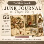 The Winter Hearth Junk Journal Pages - Cozy Winter Ephemera, Winter Retreat, Cake, Gingerbread Treats, Festive Ephemera, Digital Download