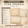 Rustic Fibers Junk Journal Background Papers - Printable, Paper, Lace and Botanical Textures, Linen Pages, Vintage Script, Digital Download