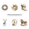 White & Gold Christmas PNG Clipart Collection - 40 PNG, White Winter Graphics, Festive Holiday Printables, Commercial use, Digital download