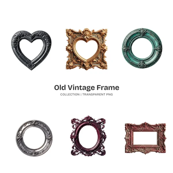 Old Vintage Frame PNG Clipart Collection - 51 PNG, Classic Baroque Frame Graphics, Antique Ornate Printable, Commercial use, Digital download