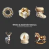 White & Gold Christmas PNG Clipart Collection - 40 PNG, White Winter Graphics, Festive Holiday Printables, Commercial use, Digital download
