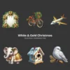 White & Gold Christmas (P-2) PNG Clipart Collection - 40 PNG, White Winter Graphics, Festive Holiday Printables, Commercial use, Digital download