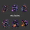 Cute Witch Cat PNG Clipart Collection - 40 PNG, Halloween cat Graphics, Black Cat, Spooky Animal Printables, Commercial use,Digital download