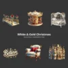White & Gold Christmas (P-3) PNG Clipart Collection - 40 PNG, White Winter Graphics, Festive Holiday Printables, Commercial use, Digital download
