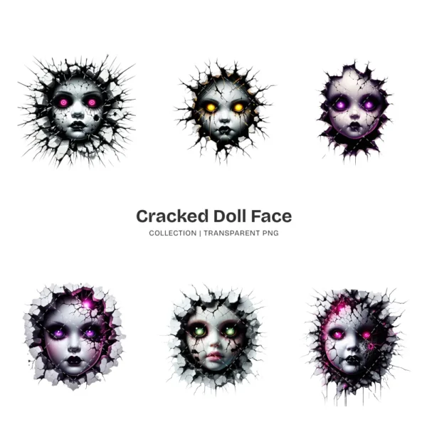 Cracked Doll PNG Clipart Collection - 43 PNG, Gothic Creepy Graphics, Ghost Art, Haunted Printables, Commercial use, Digital download
