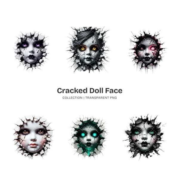 Cracked Doll PNG Clipart Collection - 43 PNG, Gothic Creepy Graphics, Ghost Art, Haunted Printables, Commercial use, Digital download