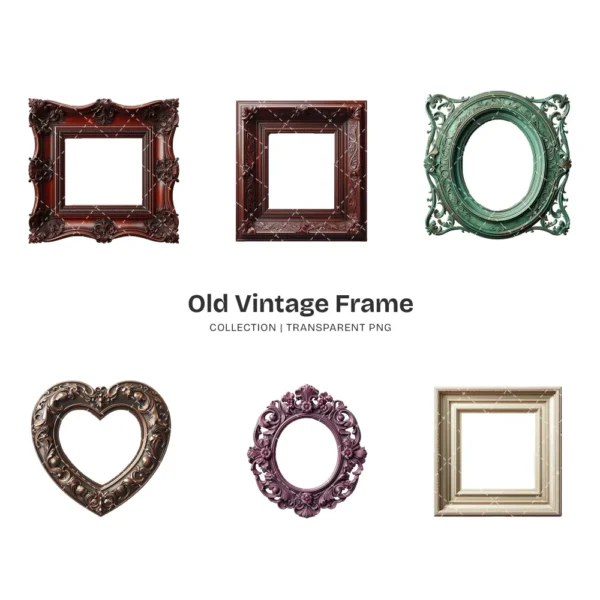 Old Vintage Frame PNG Clipart Collection - 51 PNG, Classic Baroque Frame Graphics, Antique Ornate Printable, Commercial use, Digital download