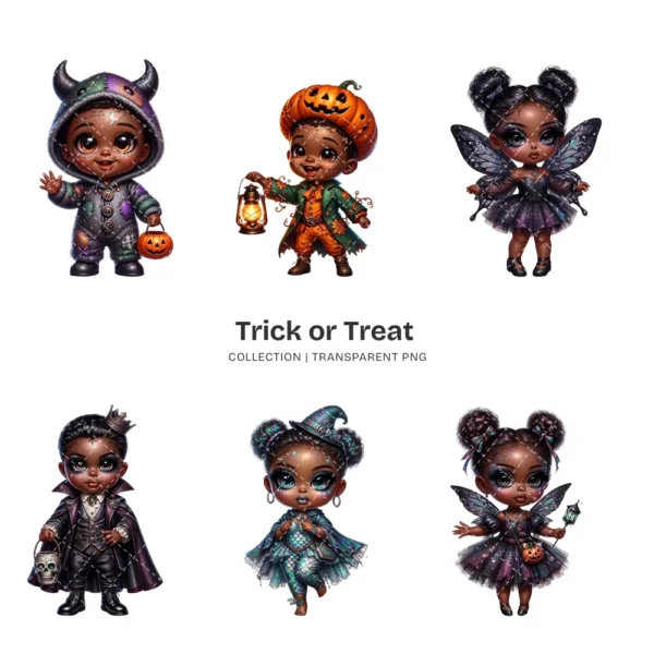 Trick or Treat PNG Clipart Collection - 40 PNG, Halloween Kids Graphics, Costumes, Spooky Printables, Commercial use, Digital download