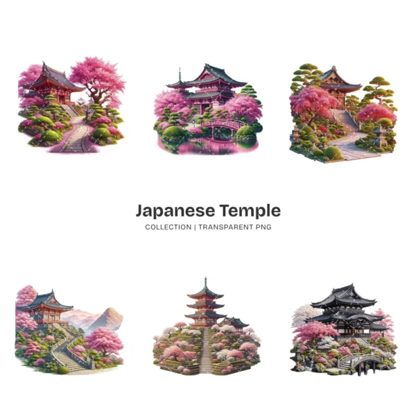Japanese Temple PNG Clipart Collection - 41 PNG, Asian Landscape Graphics, Cherry Blossom Printables, Commercial use, Digital download