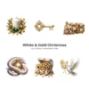 White & Gold Christmas PNG Clipart Collection - 40 PNG, White Winter Graphics, Festive Holiday Printables, Commercial use, Digital download