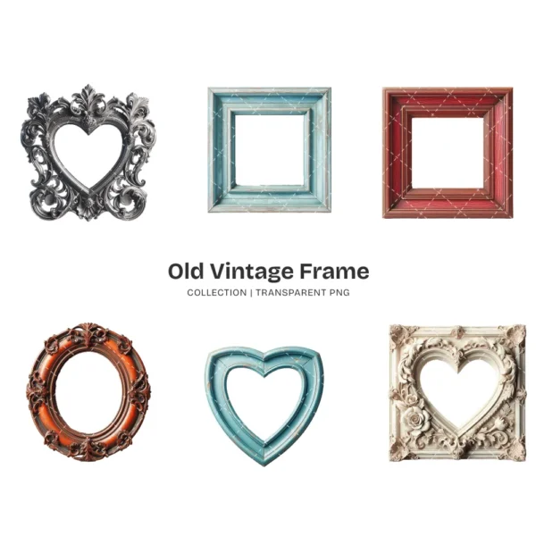 Old Vintage Frame PNG Clipart Collection - 51 PNG, Classic Baroque Frame Graphics, Antique Ornate Printable, Commercial use, Digital download