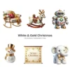 White & Gold Christmas (P-3) PNG Clipart Collection - 40 PNG, White Winter Graphics, Festive Holiday Printables, Commercial use, Digital download