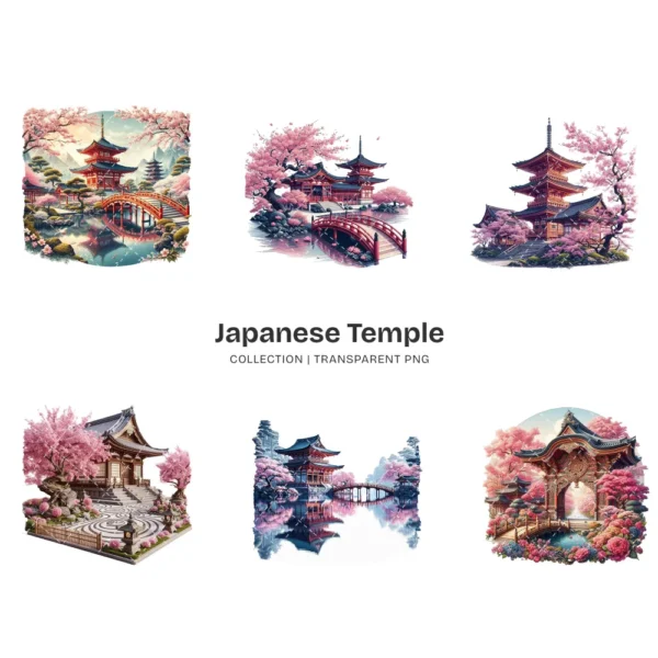 Japanese Temple PNG Clipart Collection - 41 PNG, Asian Landscape Graphics, Cherry Blossom Printables, Commercial use, Digital download