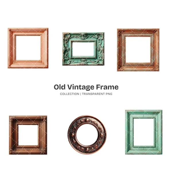 Old Vintage Frame PNG Clipart Collection - 51 PNG, Classic Baroque Frame Graphics, Antique Ornate Printable, Commercial use, Digital download