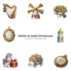 White & Gold Christmas (P-2) PNG Clipart Collection - 40 PNG, White Winter Graphics, Festive Holiday Printables, Commercial use, Digital download