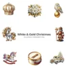 White & Gold Christmas PNG Clipart Collection - 40 PNG, White Winter Graphics, Festive Holiday Printables, Commercial use, Digital download