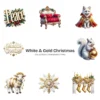 White & Gold Christmas (P-2) PNG Clipart Collection - 40 PNG, White Winter Graphics, Festive Holiday Printables, Commercial use, Digital download