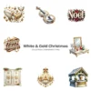 White & Gold Christmas (P-3) PNG Clipart Collection - 40 PNG, White Winter Graphics, Festive Holiday Printables, Commercial use, Digital download