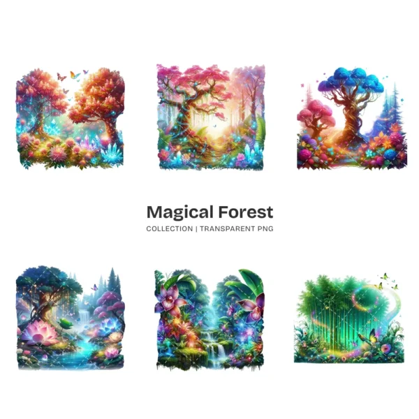 Magical Forest PNG Clipart Collection - 42 PNG, Fantasy Nature Graphics, Enchanted Scene Printables, Commercial use, Digital download