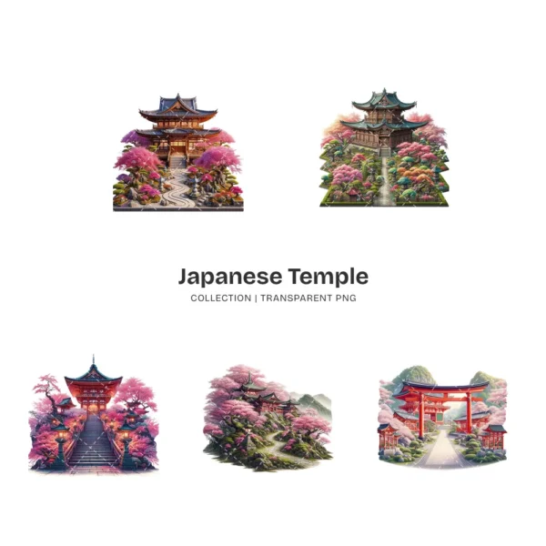 Japanese Temple PNG Clipart Collection - 41 PNG, Asian Landscape Graphics, Cherry Blossom Printables, Commercial use, Digital download