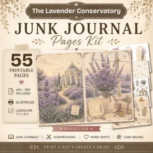 The Lavender Conservatory Junk Journal Pages - Lavender Fields Ephemera, Botanical, Glasshouse, Provence Ephemera, Digital Download