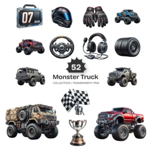 Monster Truck PNG Clipart Collection - 52 PNG, Extreme Offroad Trucks Graphics, Racing Printables, Commercial use, Digital download