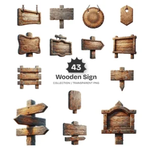 Wooden Sign PNG Clipart Collection - 43 PNG, Arrows & Posts Graphics, Wedding Sign Board Printables, Commercial use, Digital download
