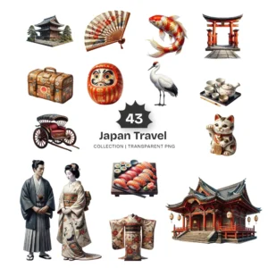 Japan Travel PNG Clipart Collection - 43 PNG, Landmarks Graphics, Sakura, Kimono, Tokyo Culture Printables, Commercial use, Digital download
