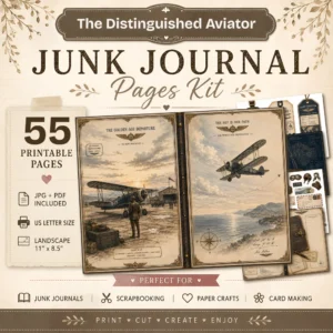 The Distinguished Aviator Junk Journal Pages - The Aviators Logbook Ephemera, Aviation, Flight Log, Vintage Pilot Ephemera, Digital Download