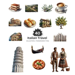 Italian Travel PNG Clipart Collection - 40 PNG, Landmarks Graphics, Italy Fashion, La Dolce Vita Printables, Commercial use,Digital download