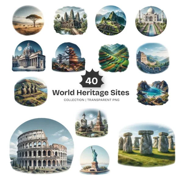 World Heritage Sites PNG Clipart Collection - 40 PNG, Landmark Graphics, Historical Monuments Printables, Commercial use, Digital download