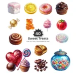 Sweet Treats PNG Clipart Collection - 40 PNG, Lollipop Graphics, Cakes Cotton Candy, Sweet Food Printables, Commercial use, Digital download