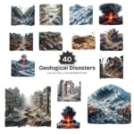 Geological Disasters PNG Clipart Collection - 40 PNG, Natural Disaster Graphics, Volcano Printable, Commercial use, Digital download