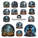 Spooky Halloween Landscape PNG Clipart Collection - 40 PNG, Eerie Graphics, Gothic Scene Printable, Commercial use, Digital download