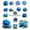 Blue Lotus Flower PNG Clipart Collection - 45 PNG, Spirituality Floral Graphics, Botanical Art Printable, Commercial use, Digital download