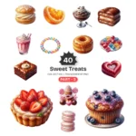 Sweet Treats (P-2) PNG Clipart Collection - 40 PNG, Lollipop Graphics, Cakes Cotton Candy, Sweet Food Printables, Commercial use, Digital download