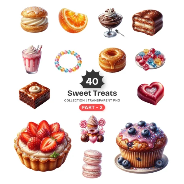 Sweet Treats (P-2) PNG Clipart Collection - 40 PNG, Lollipop Graphics, Cakes Cotton Candy, Sweet Food Printables, Commercial use, Digital download