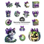 Spooky Halloween PNG Clipart Collection - 40 PNG, Creepy Ghost Graphics, Owl, Bat, Whimsical Printables, Commercial use, Digital download