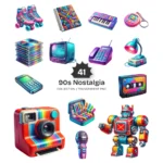 90s Nostalgia PNG Clipart Collection - 41 PNG, Retro Graphics, Toys and Gadgets, 1990s Items Printables, Commercial use, Digital download