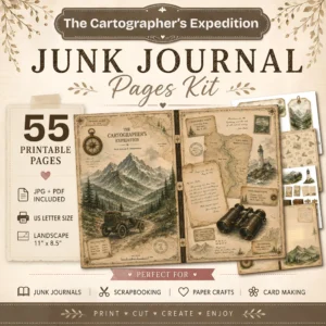 The Cartographers Expedition Junk Journal Pages - The Explorers Field Notes Ephemera, Vintage Adventure Ephemera, Digital Download
