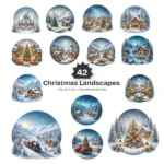 Christmas Landscapes PNG Clipart Collection - 42 PNG, Festive Graphics, Festive Scene Printable, Commercial use, Digital Download