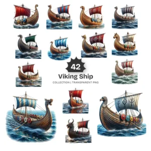 Viking Ship PNG Clipart Collection - 42 PNG, Historic Norse Graphics, History Enthusiasts Printable, Commercial use, Digital Download